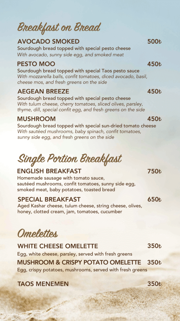 Restoran Menü İngilizce