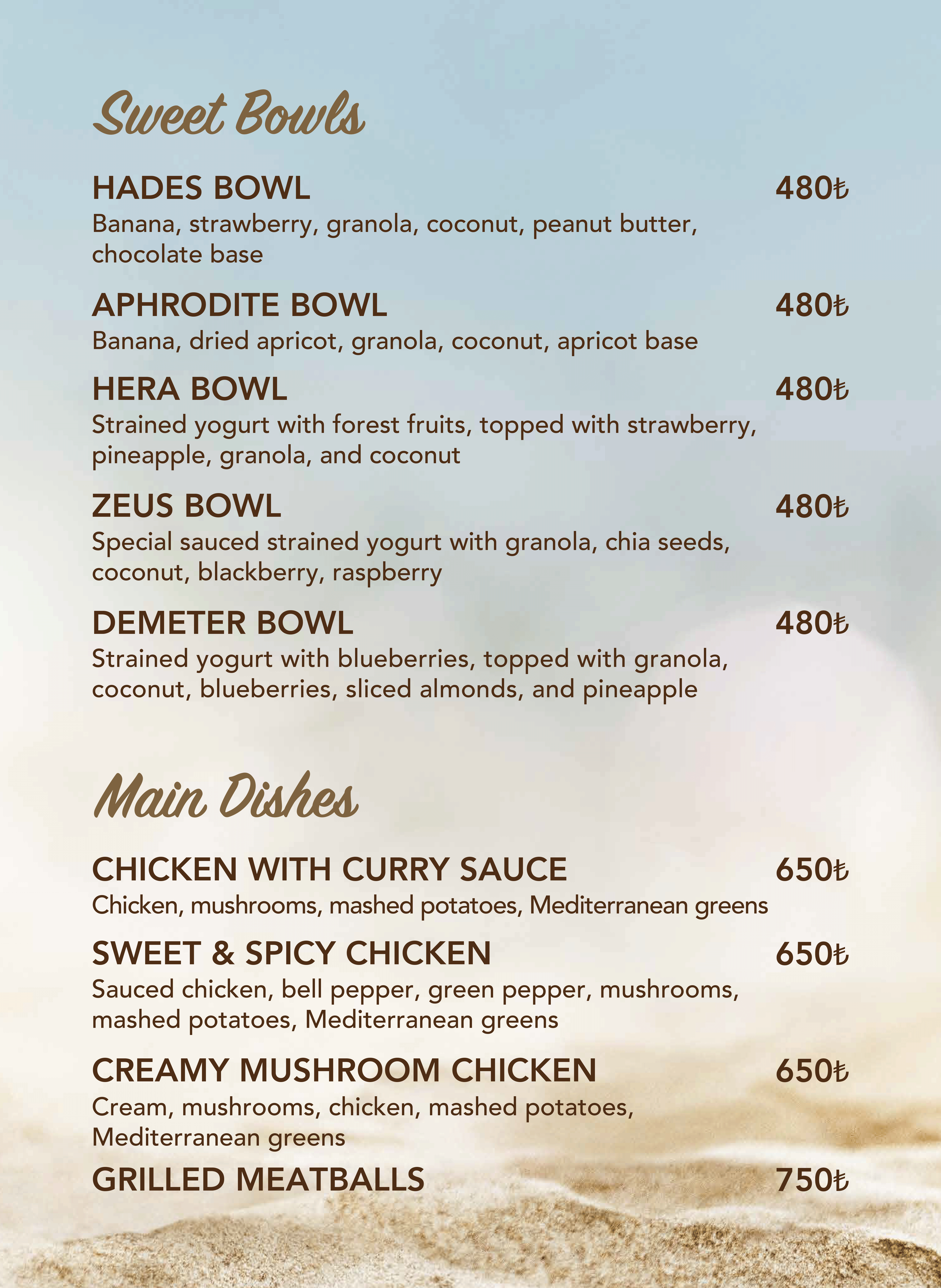 Restoran Menü İngilizce