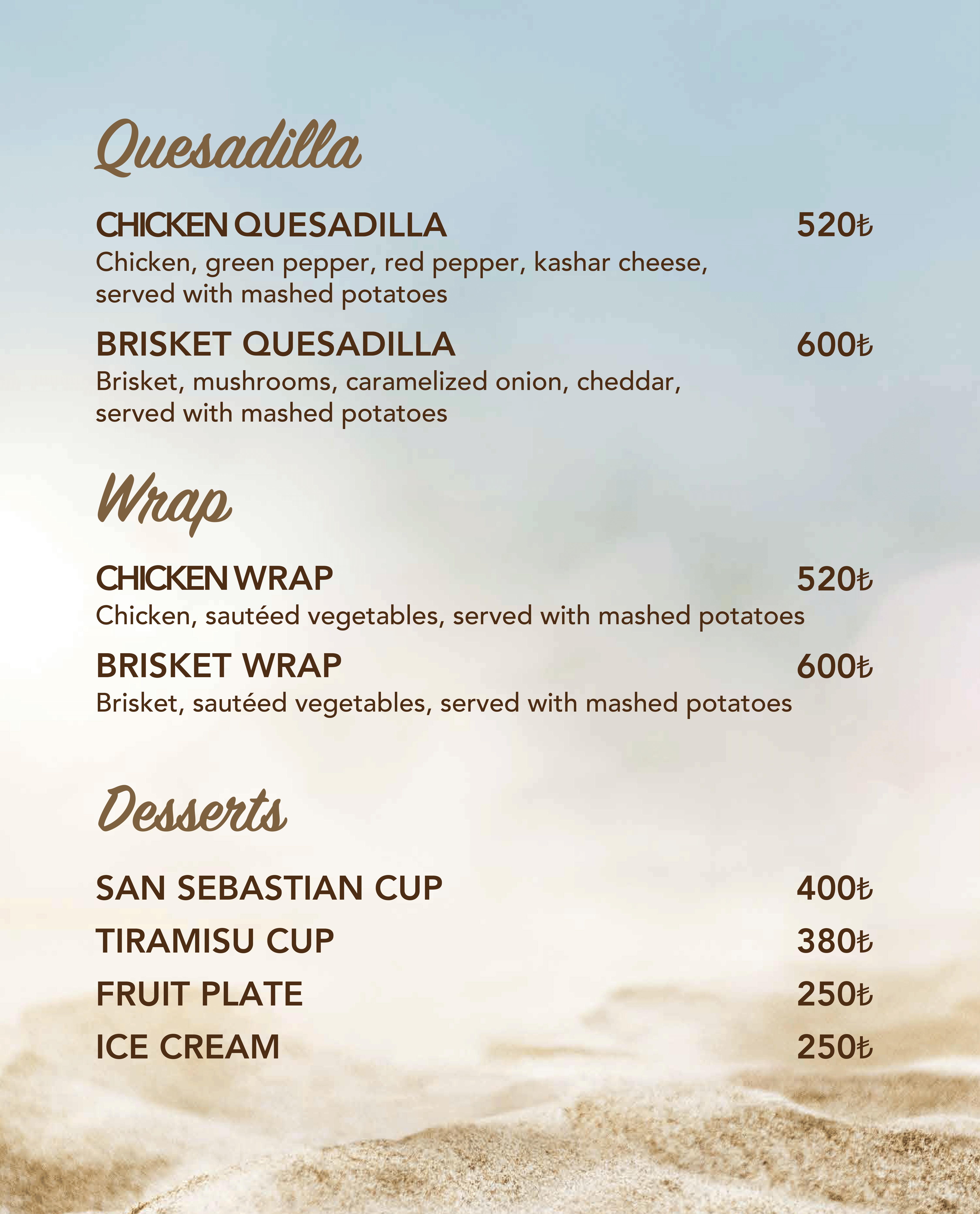 Restoran Menü İngilizce