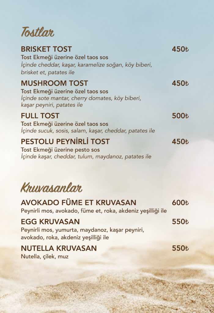 Restoran Menü Türkçe