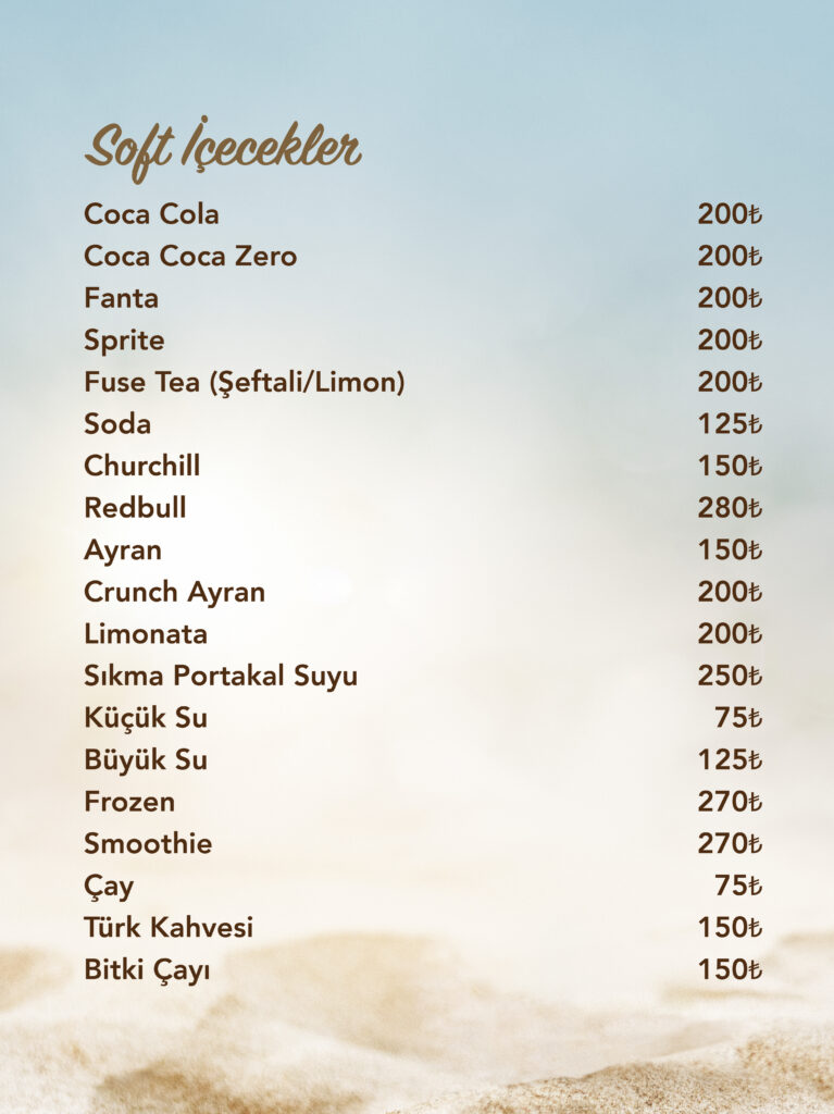 İçecekler Menü Türkçe
