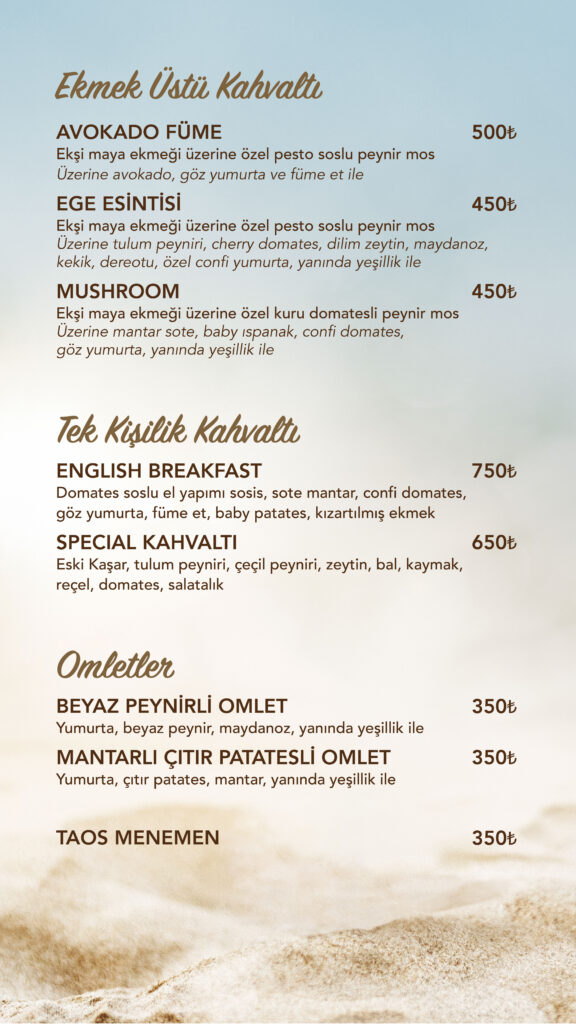 Restoran Menü Türkçe