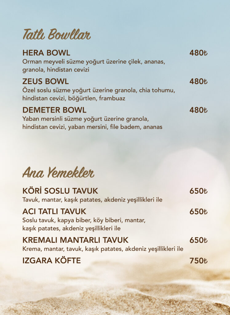 Restoran Menü Türkçe
