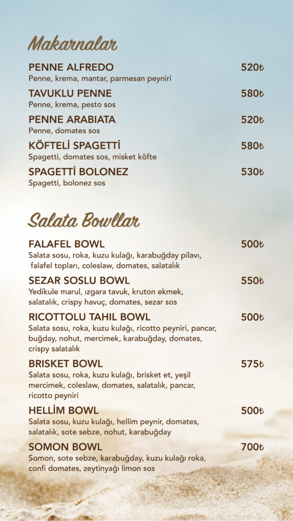 Restoran Menü Türkçe