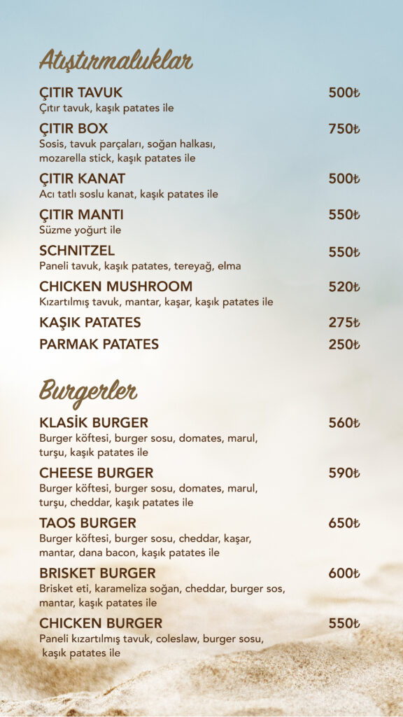 Restoran Menü Türkçe