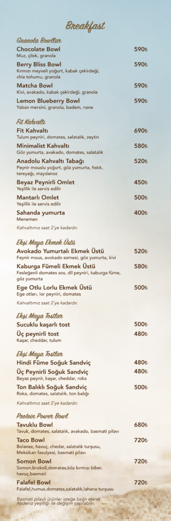 Restoran Menü Türkçe