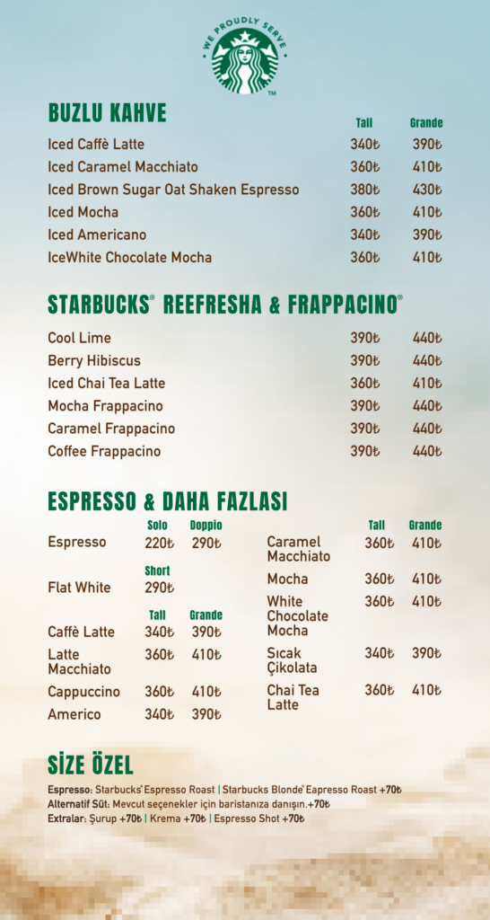 Starbucks Menü Türkçe