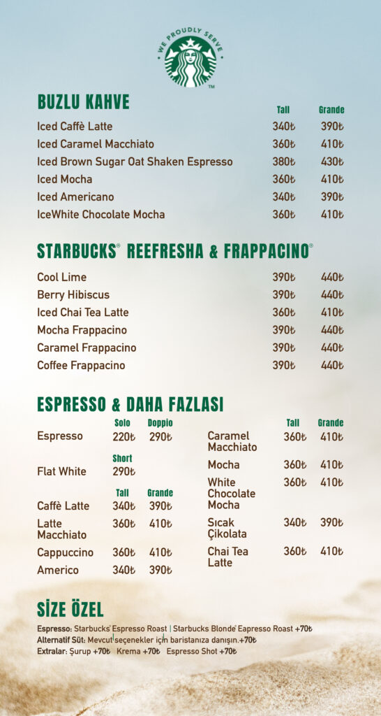 Starbucks Menü Türkçe