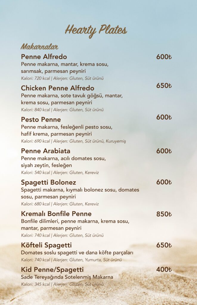Restoran Menü Türkçe