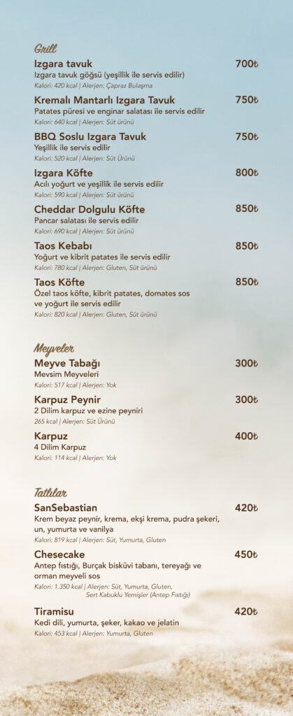 Restoran Menü Türkçe