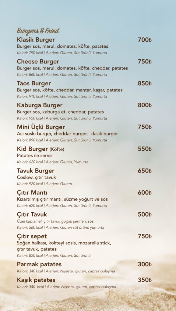 Restoran Menü Türkçe